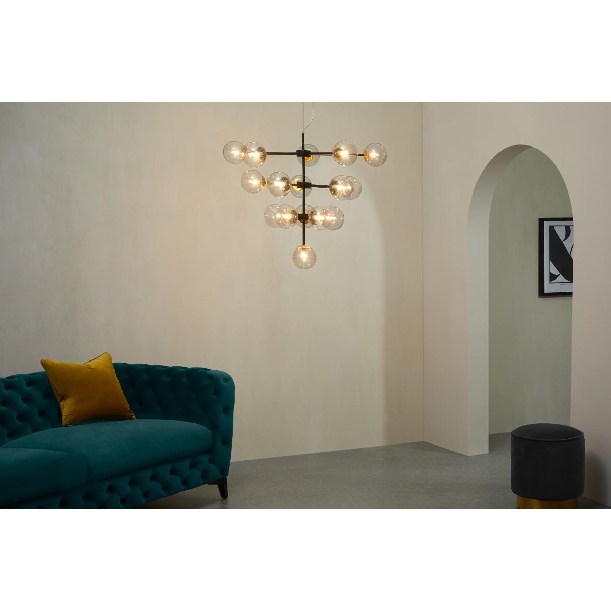Globe Statement Pendant Chandelier, Extra Large, Black Antique Brass & Light Smoked Glass – image 3