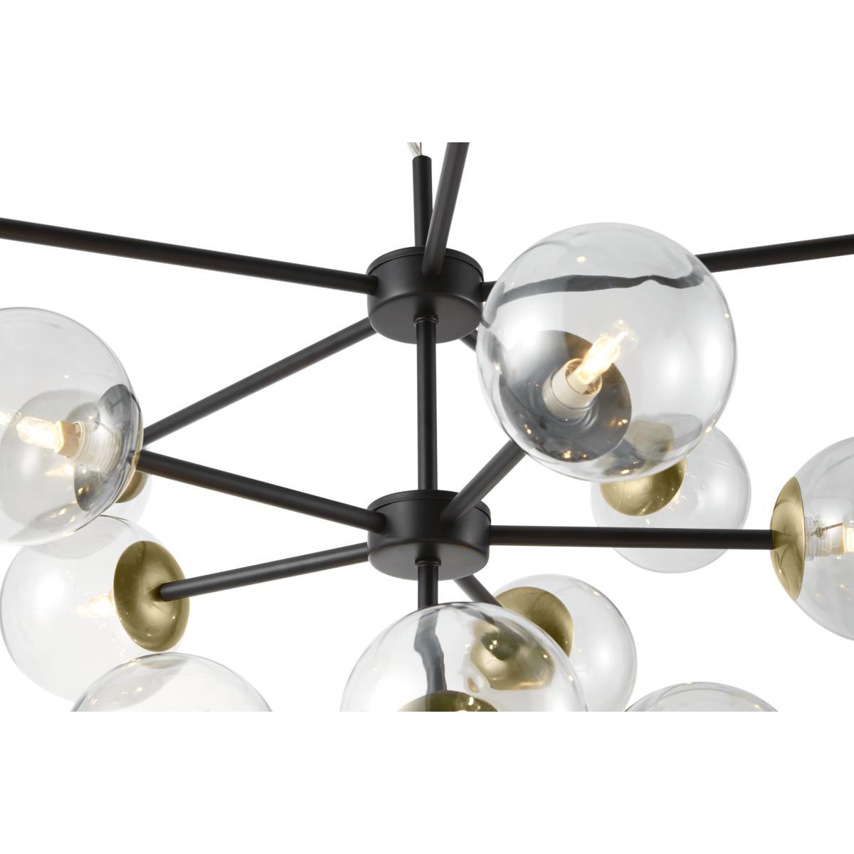 Globe Statement Pendant Chandelier, Extra Large, Black Antique Brass & Light Smoked Glass – image 4