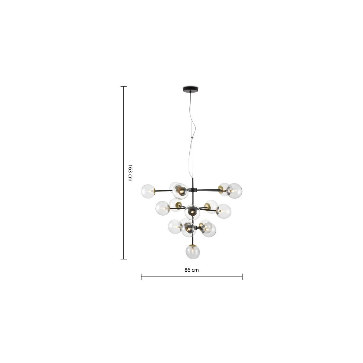 Globe Statement Pendant Chandelier, Extra Large, Black Antique Brass & Light Smoked Glass – image 7