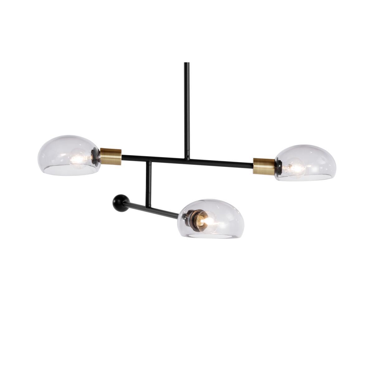 Tangle Chandelier Pendant 3 Lights, Matt Black, Smoke Grey and Antique Brass – image 2