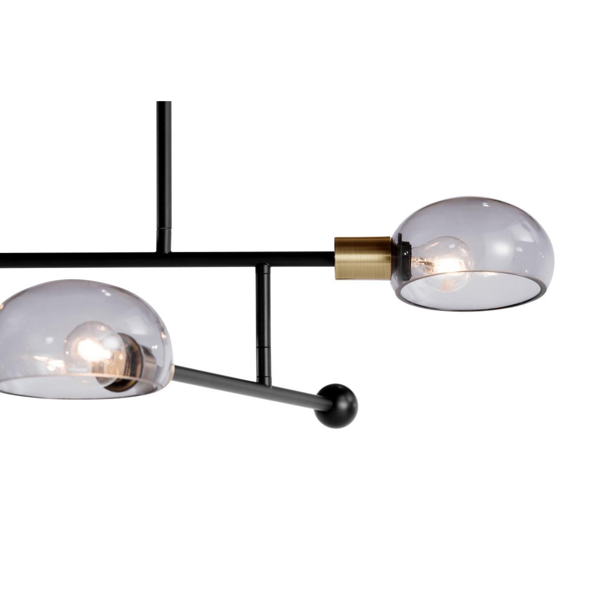 Tangle Chandelier Pendant 3 Lights, Matt Black, Smoke Grey and Antique Brass – image 4