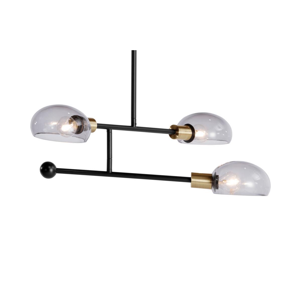 Tangle Chandelier Pendant 3 Lights, Matt Black, Smoke Grey and Antique Brass – image 5