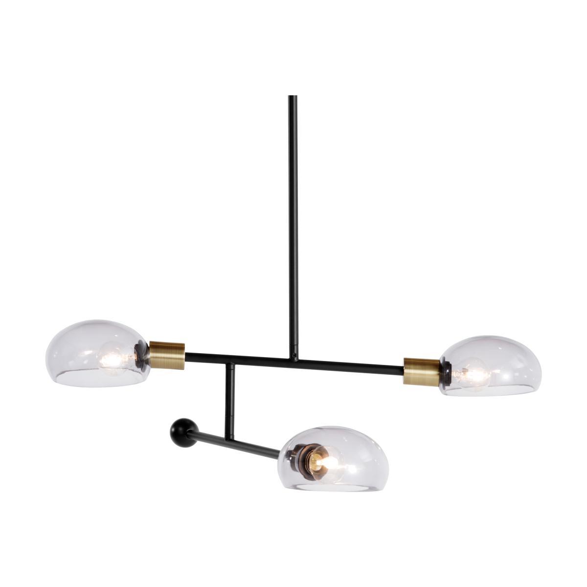 Tangle Chandelier Pendant 3 Lights, Matt Black, Smoke Grey and Antique Brass – image 1