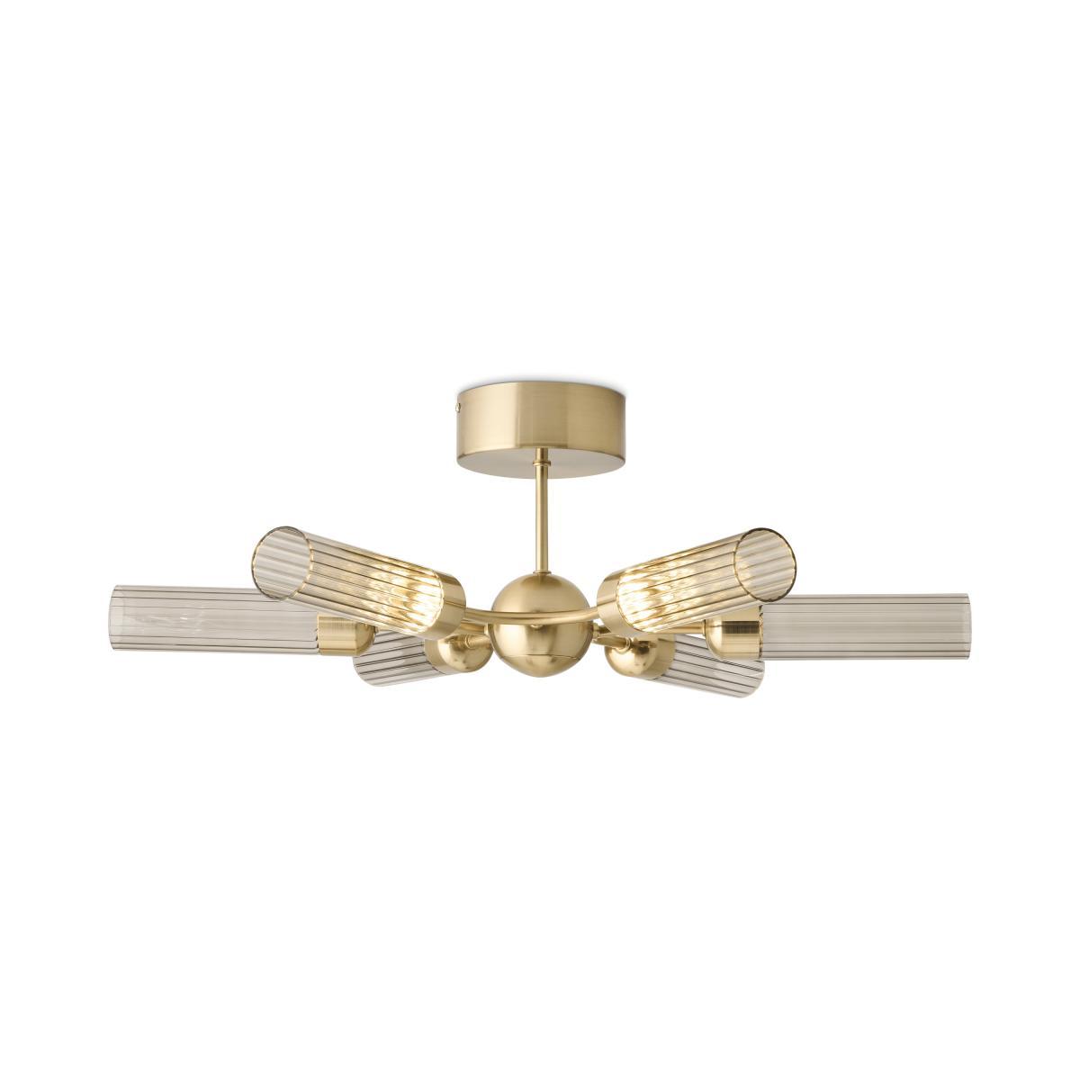 Verona LED Flush Ceiling Light, Brushed Brass & Smoked Glass – image 2