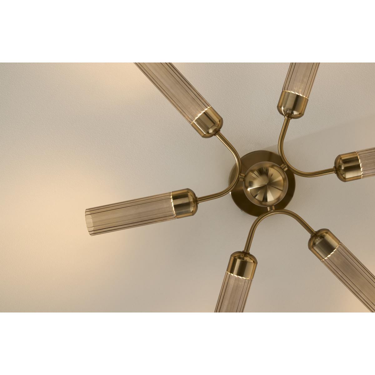 Verona LED Flush Ceiling Light, Brushed Brass & Smoked Glass – image 4