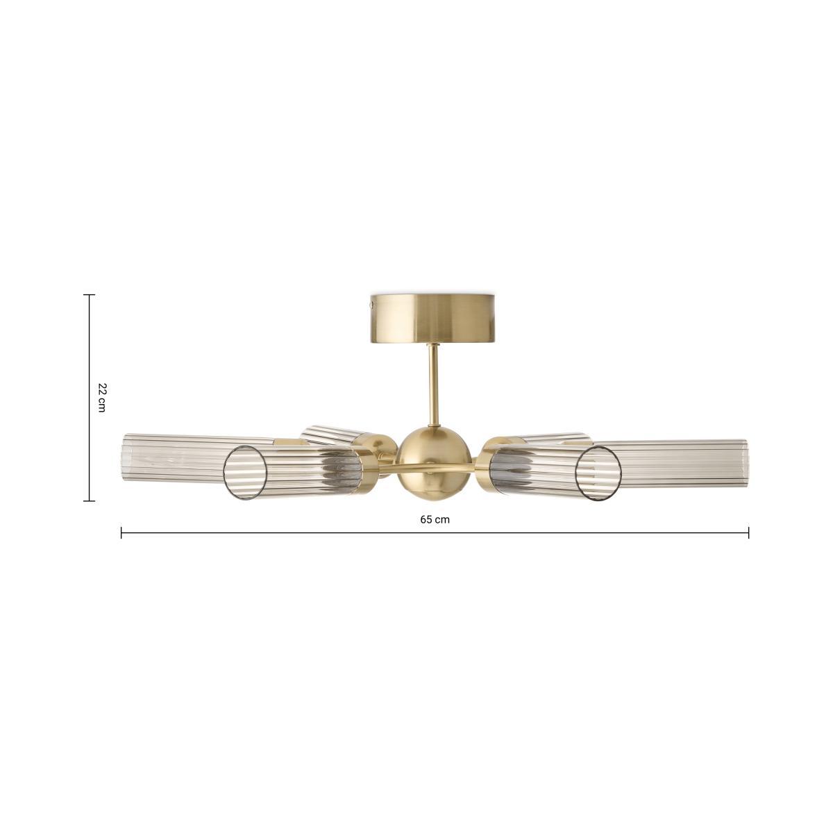 Verona LED Flush Ceiling Light, Brushed Brass & Smoked Glass – image 8