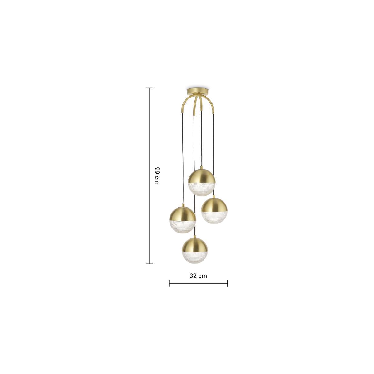 Cher Cluster Pendant Lamp, Textured Glass & Brass – image 7