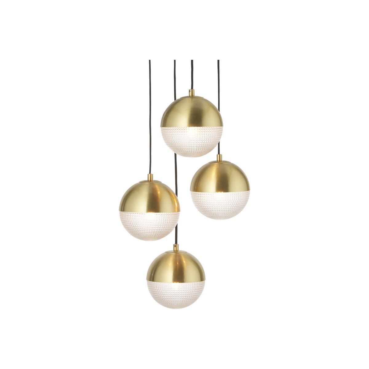 Cher Cluster Pendant Lamp, Textured Glass & Brass – image 1