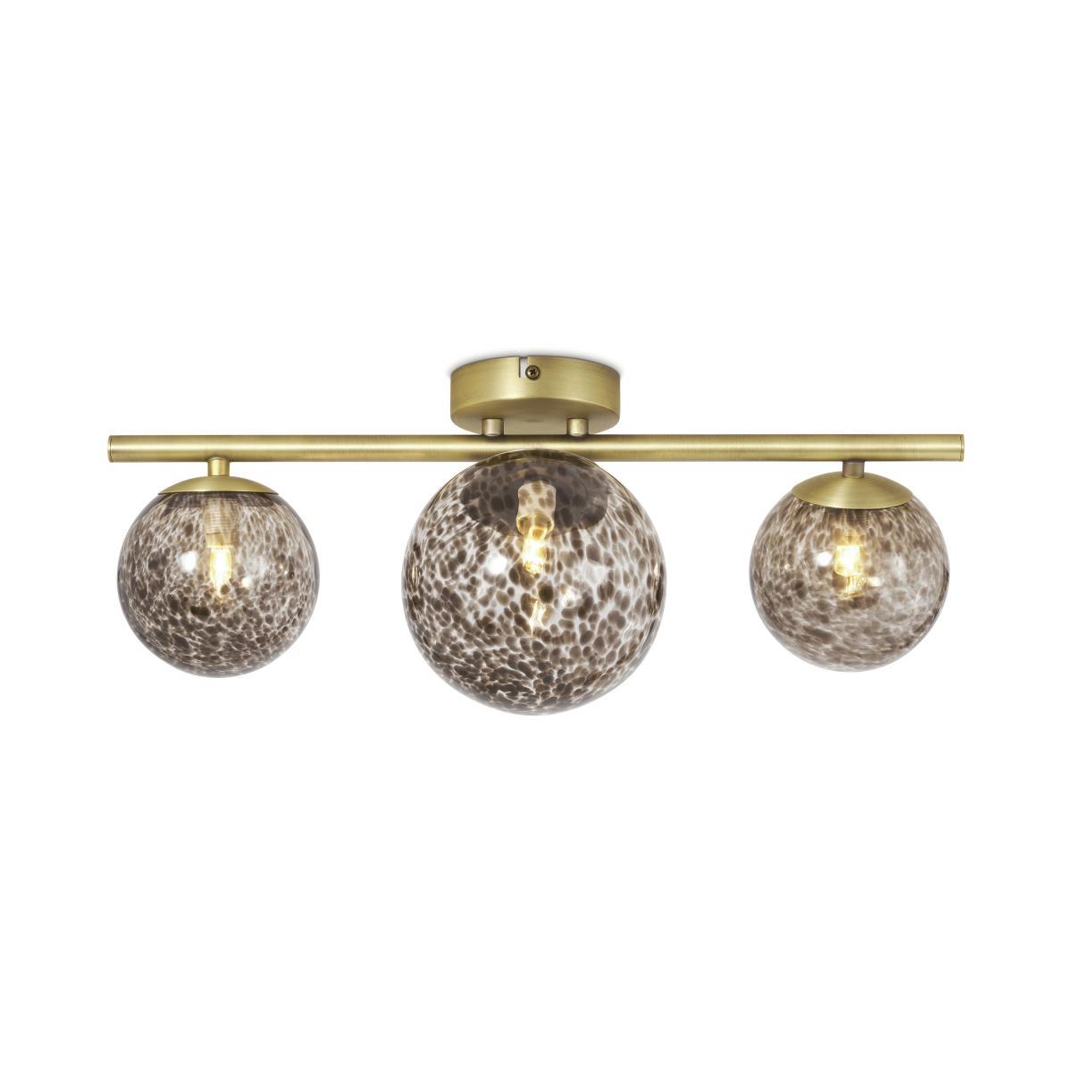 Julia 3 Light Flush Light, Tortoise shell Glass & Brass – image 2