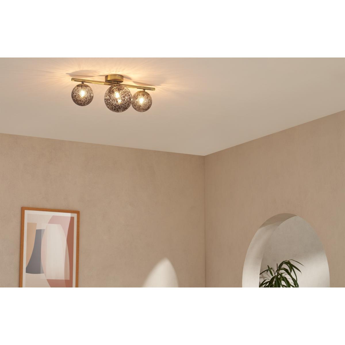 Julia 3 Light Flush Light, Tortoise shell Glass & Brass – image 3