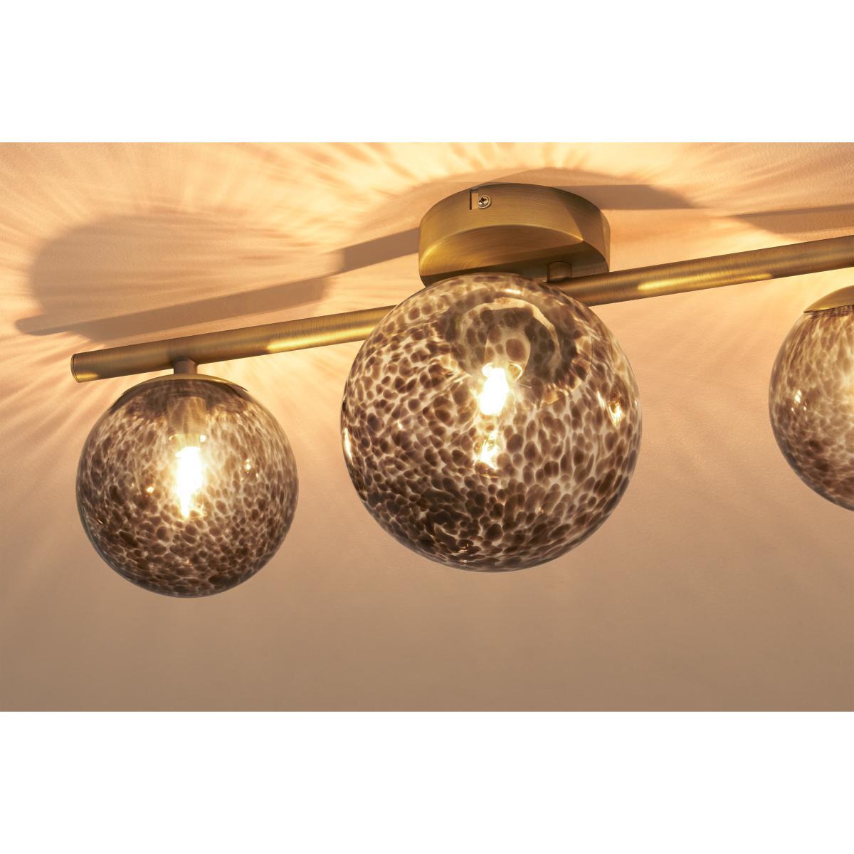 Julia 3 Light Flush Light, Tortoise shell Glass & Brass – image 4