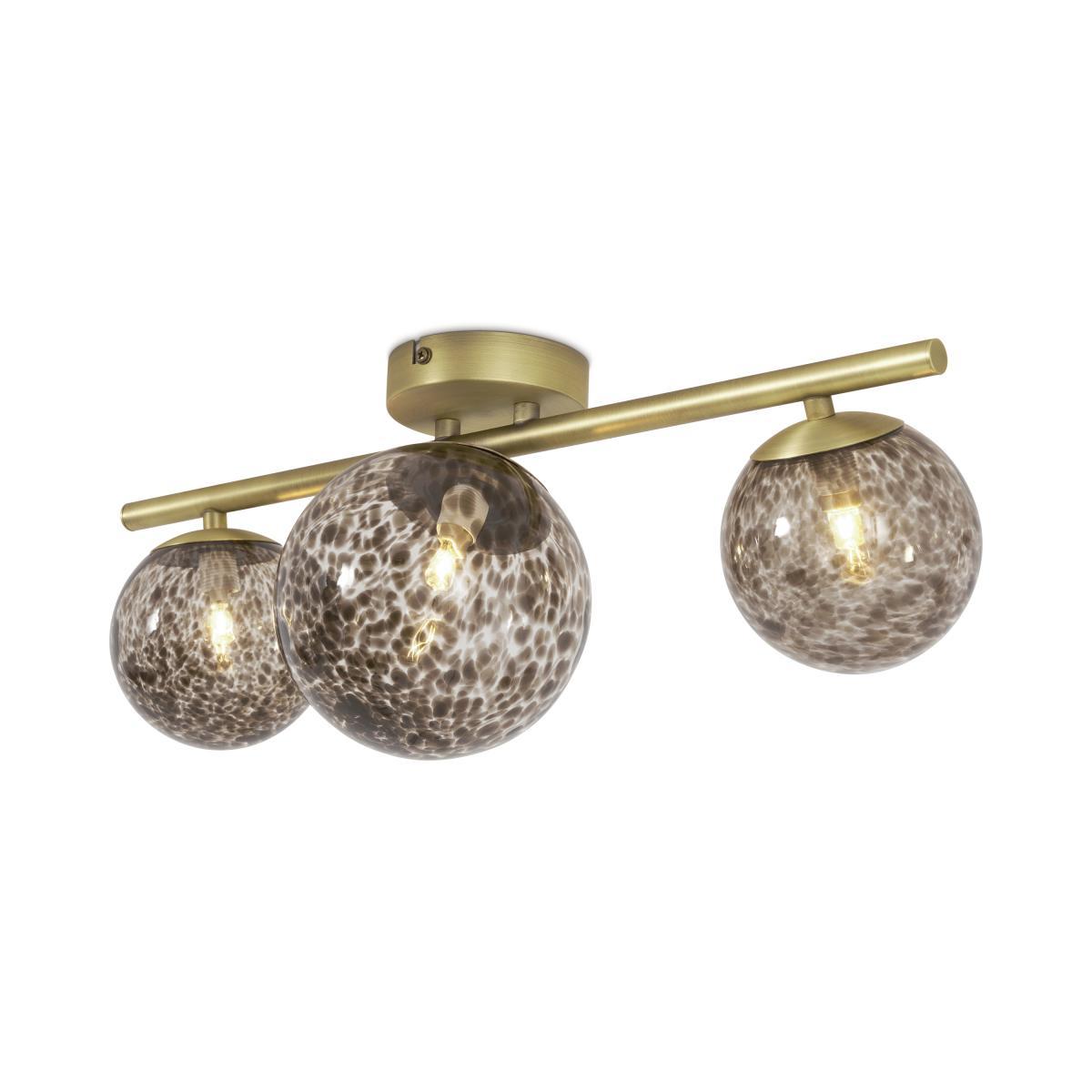 Julia 3 Light Flush Light, Tortoise shell Glass & Brass – image 6