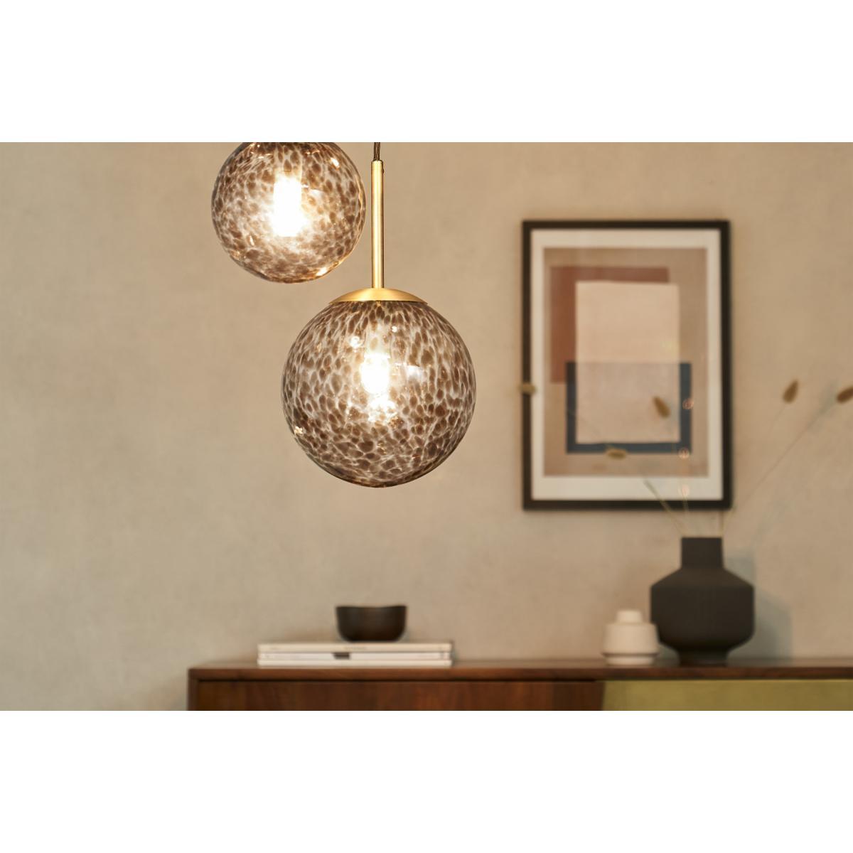 Julia 3 Light Cluster Chandelier Pendant, Tortoiseshell Glass & Brass – image 4