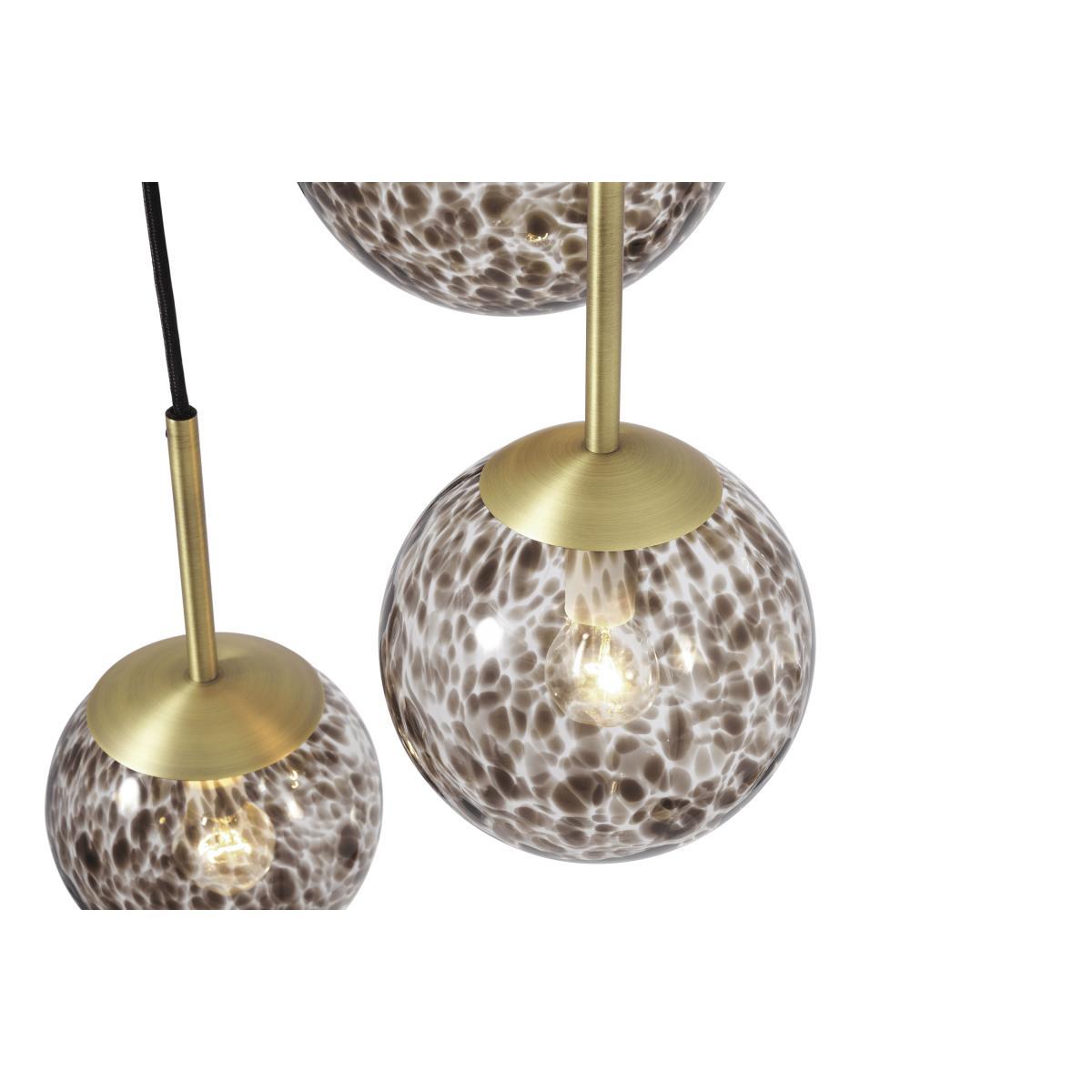Julia 3 Light Cluster Chandelier Pendant, Tortoiseshell Glass & Brass – image 5