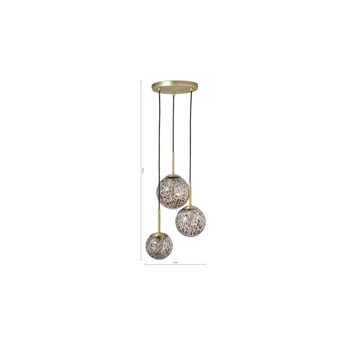 Julia 3 Light Cluster Chandelier Pendant, Tortoiseshell Glass & Brass – image 8