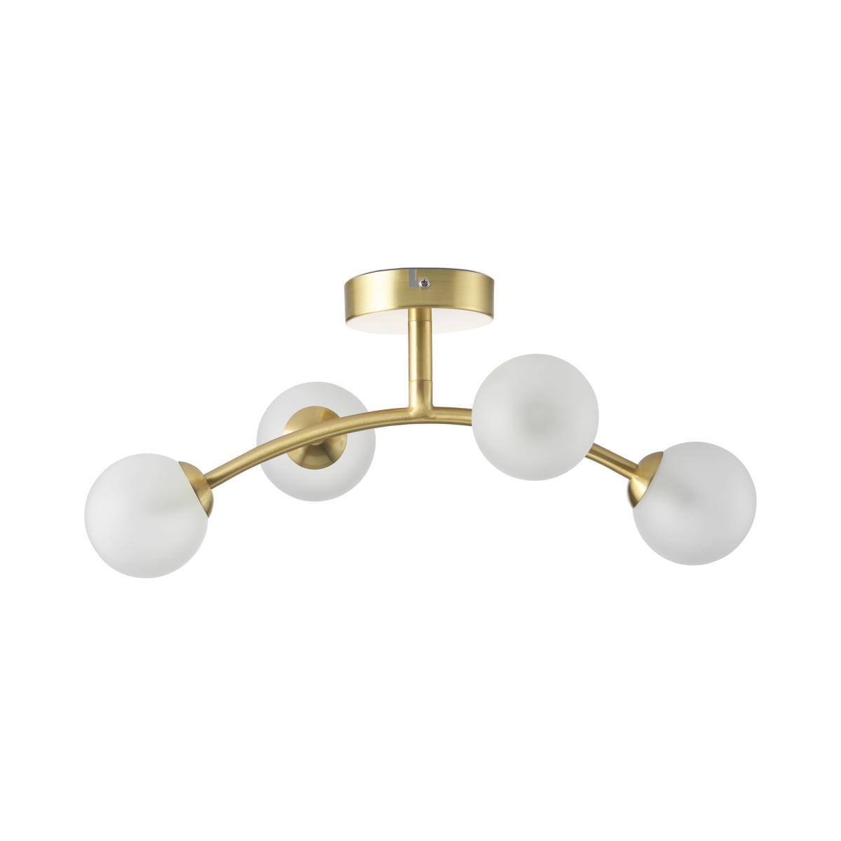 Fabia 4 Light Flush Ceiling Lamp, Brass & Opal – image 2
