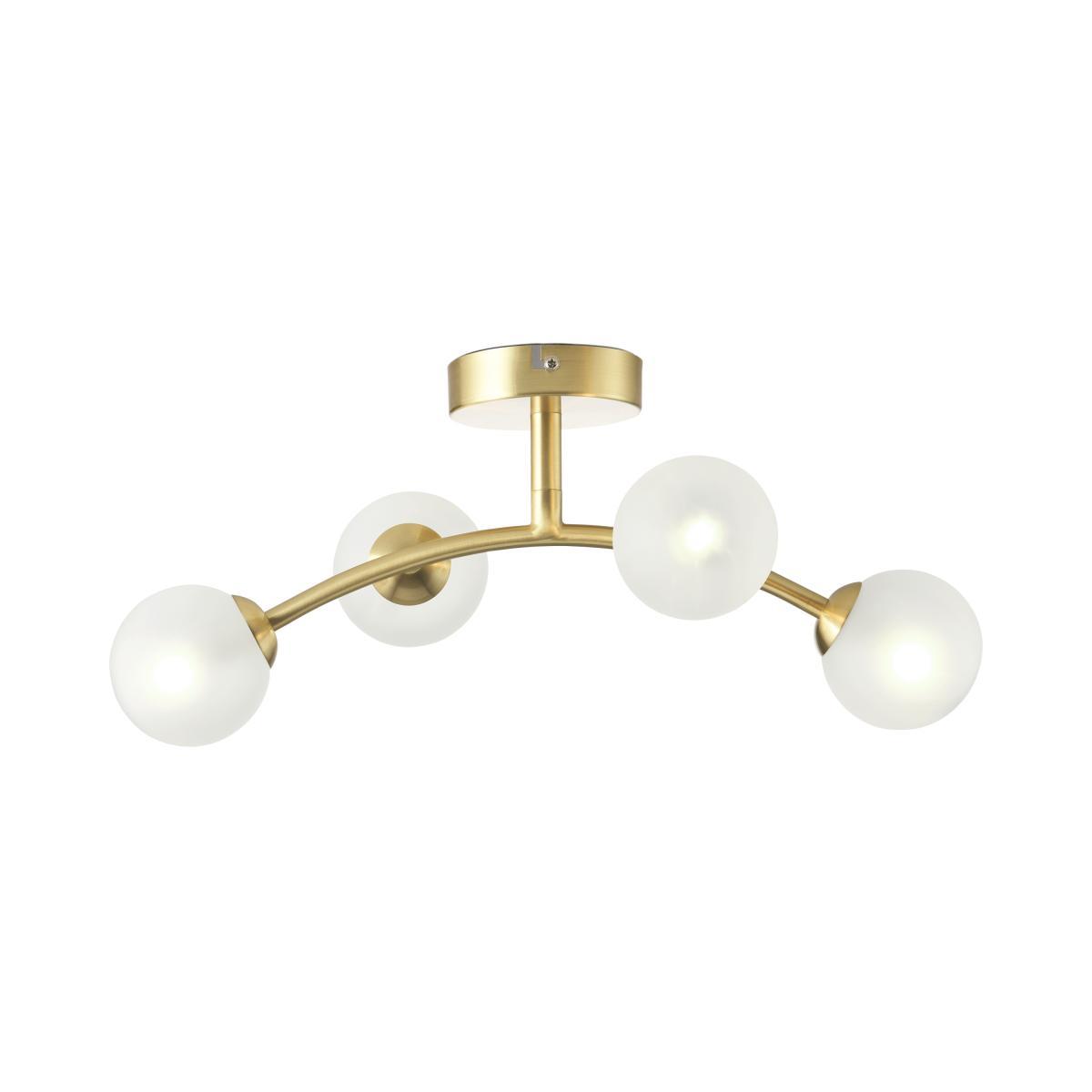Fabia 4 Light Flush Ceiling Lamp, Brass & Opal – image 3