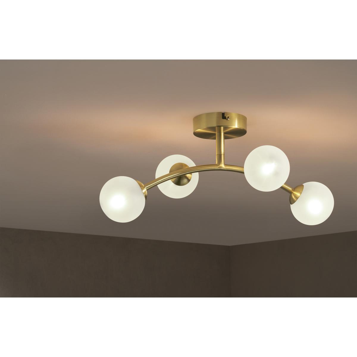 Fabia 4 Light Flush Ceiling Lamp, Brass & Opal – image 5