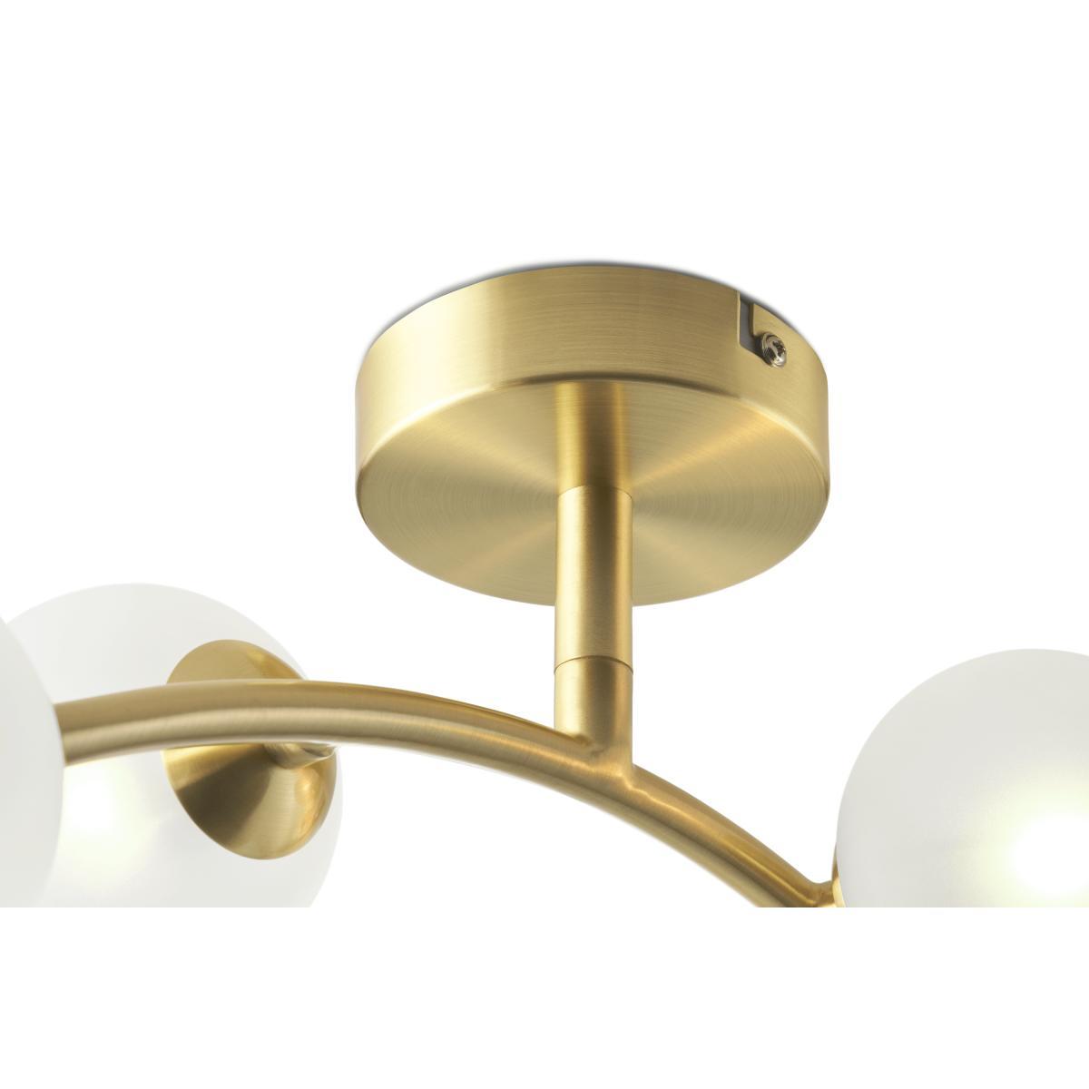 Fabia 4 Light Flush Ceiling Lamp, Brass & Opal – image 6