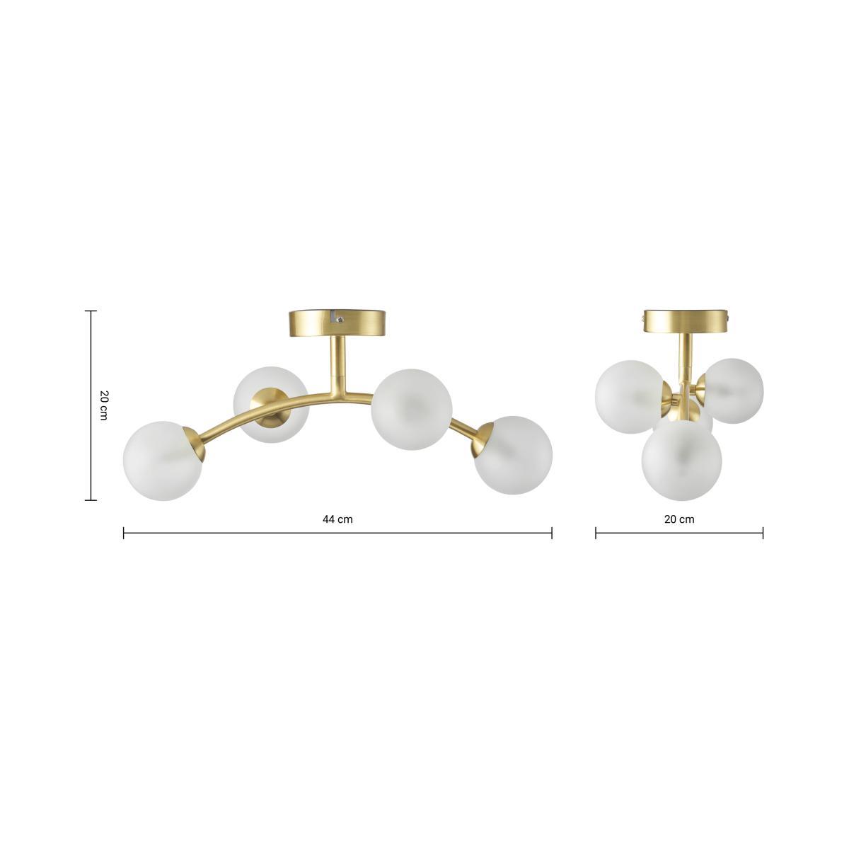 Fabia 4 Light Flush Ceiling Lamp, Brass & Opal – image 9