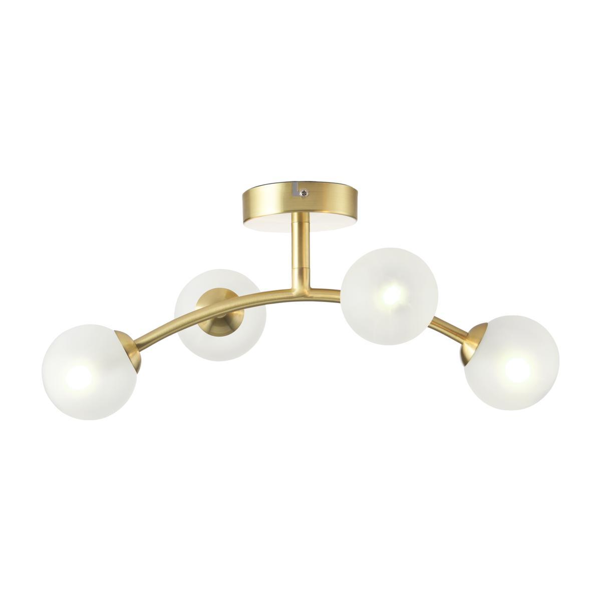 Fabia 4 Light Flush Ceiling Lamp, Brass & Opal – image 1