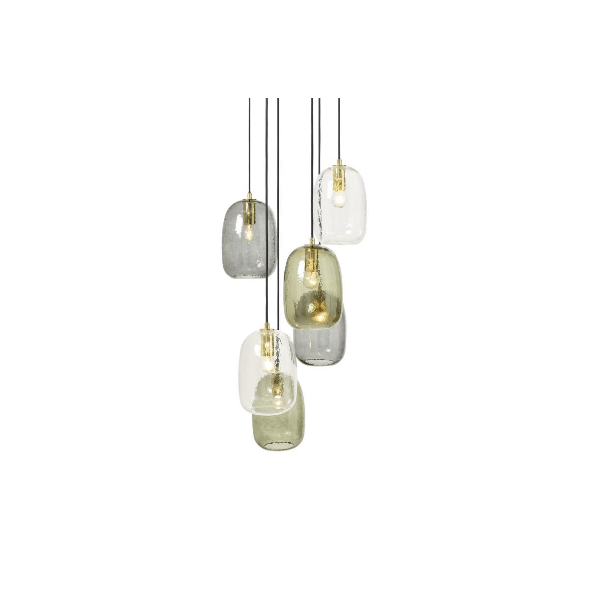 Lykke 6 Light Chandelier Pendant, Multi & Brass – image 2
