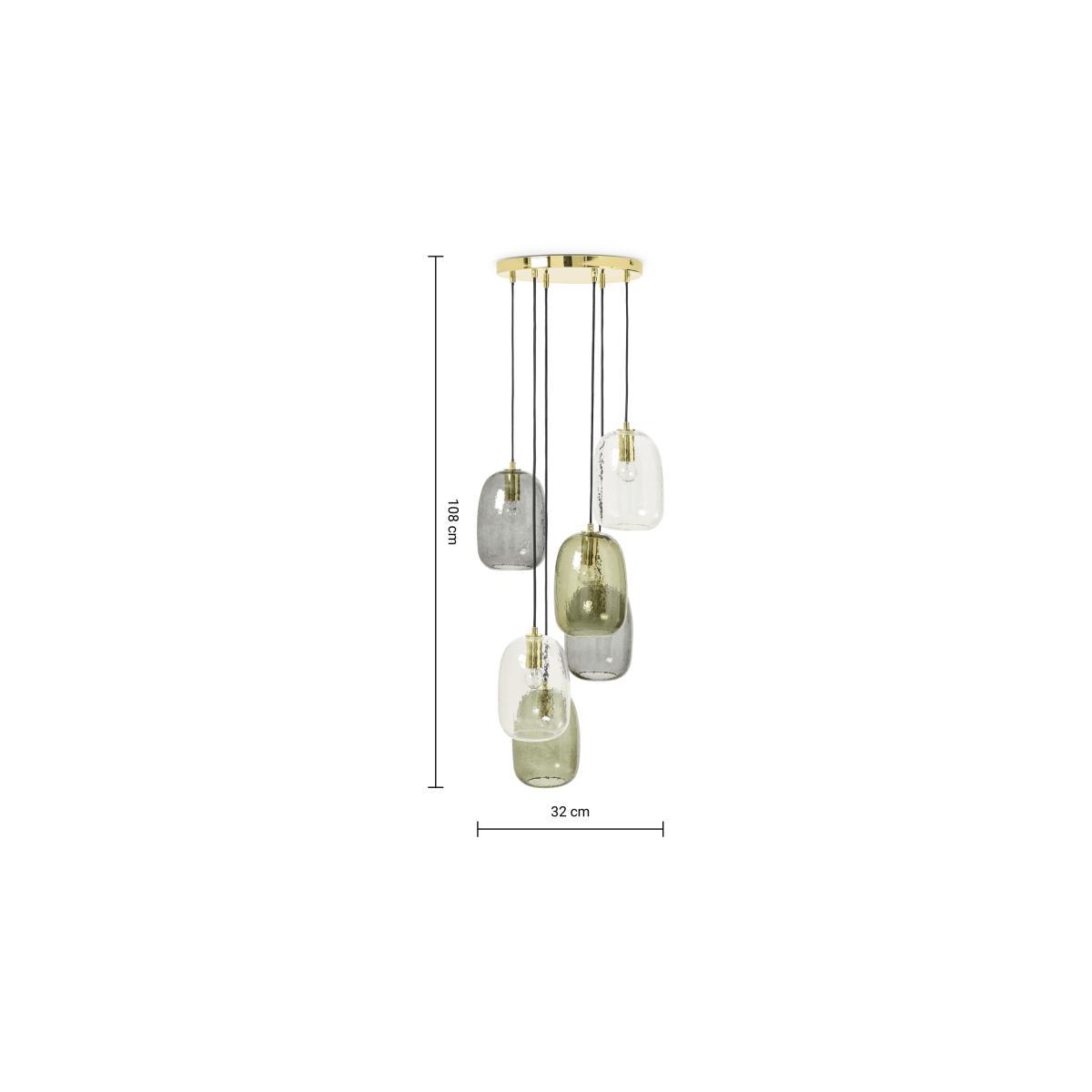 Lykke 6 Light Chandelier Pendant, Multi & Brass – image 9