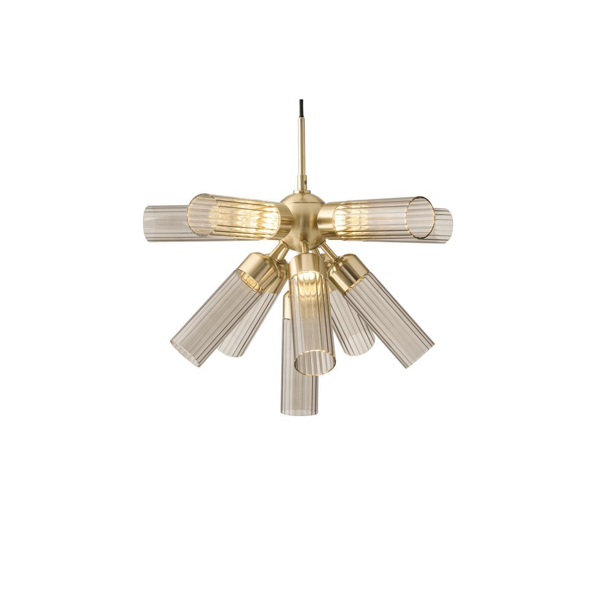 Verona LED Chandelier Ceiling Light, Brushed Brass & Smoked Glass – image 2