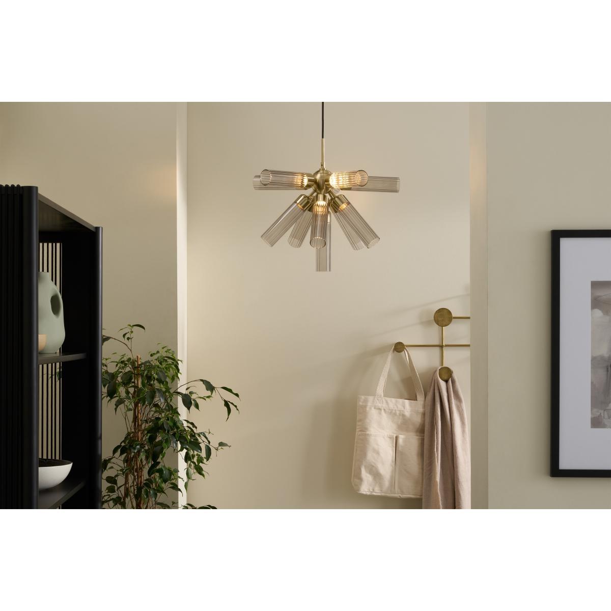 Verona LED Chandelier Ceiling Light, Brushed Brass & Smoked Glass – image 3