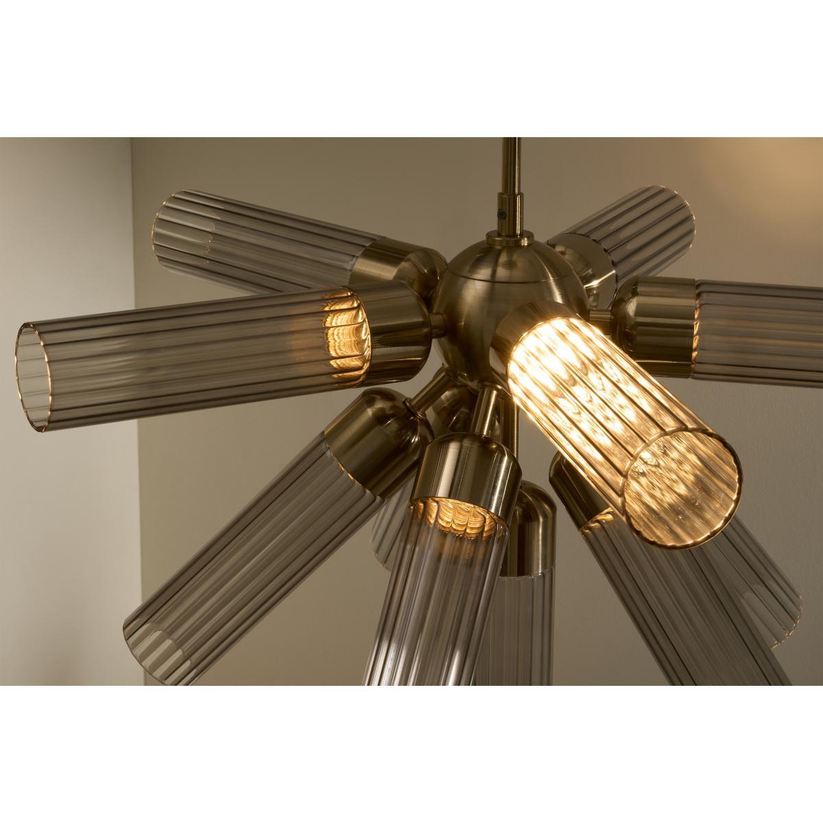 Verona LED Chandelier Ceiling Light, Brushed Brass & Smoked Glass – image 4