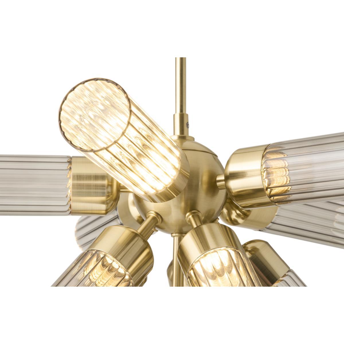 Verona LED Chandelier Ceiling Light, Brushed Brass & Smoked Glass – image 5