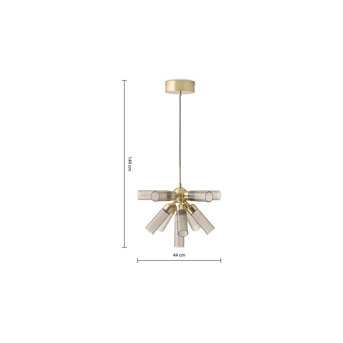 Verona LED Chandelier Ceiling Light, Brushed Brass & Smoked Glass – image 8
