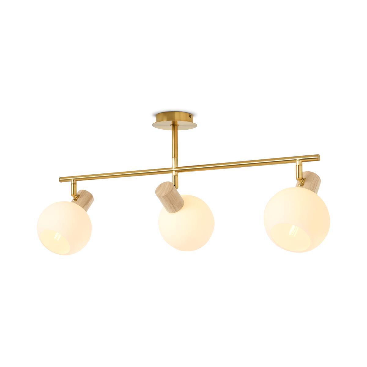 Maybn Flush Ceiling Light, Opal Glass & Wood – image 2