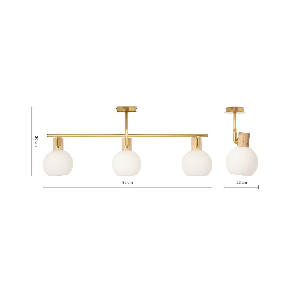 Maybn Flush Ceiling Light, Opal Glass & Wood – image 7
