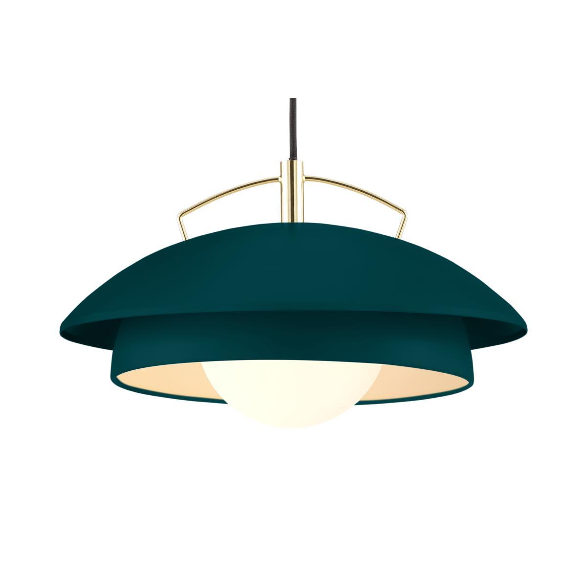 Brunswick Layered Pendant, Green & Brass – image 3
