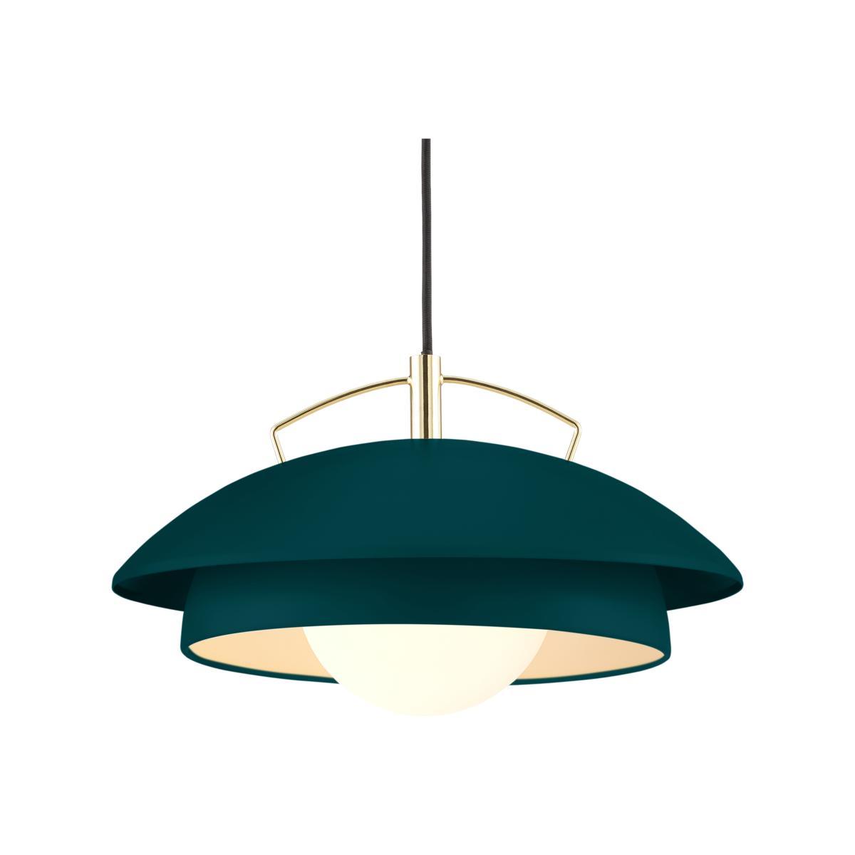 Brunswick Layered Pendant, Green & Brass – image 1