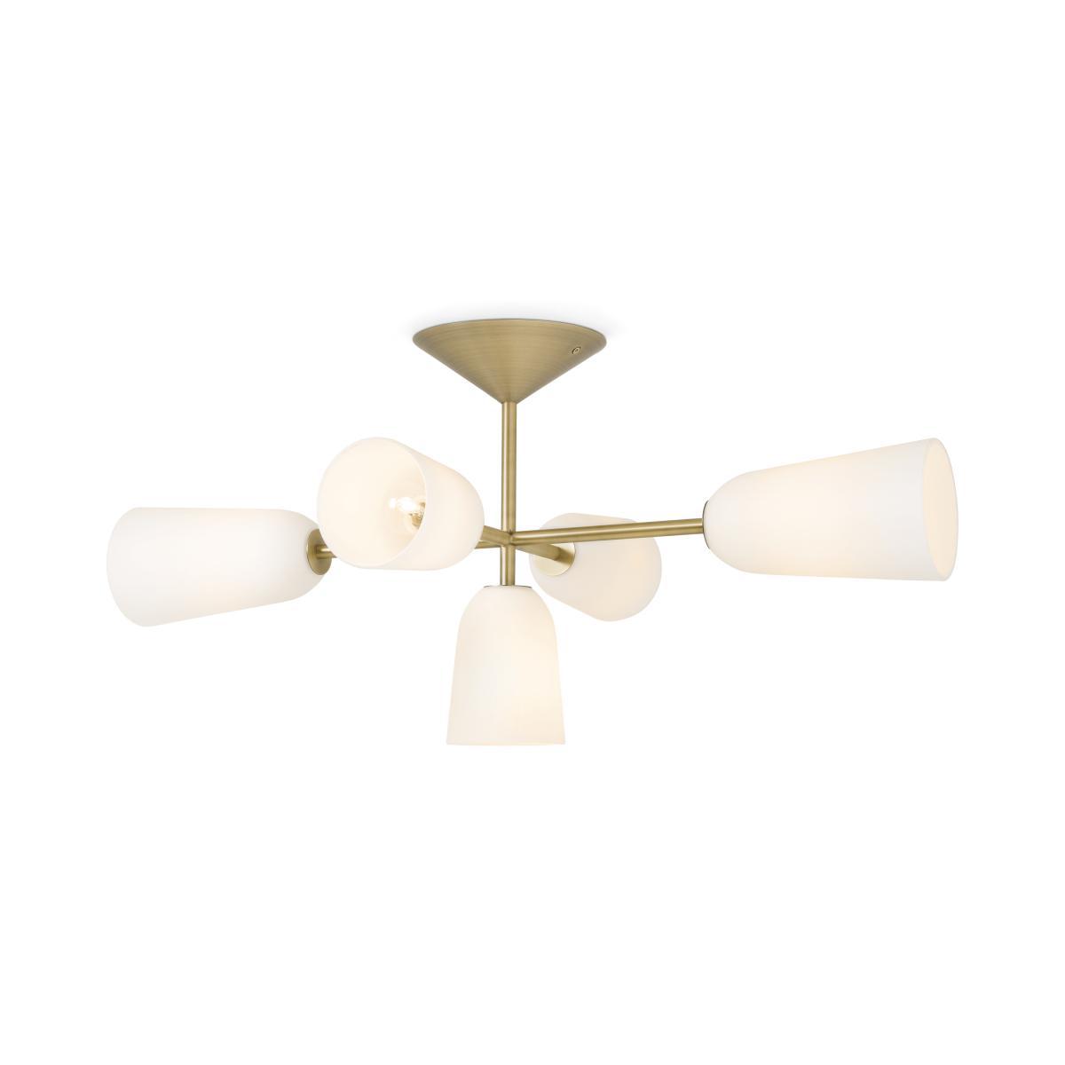 Lori Flush Ceiling Light, Frosted Glass & Brass – image 2
