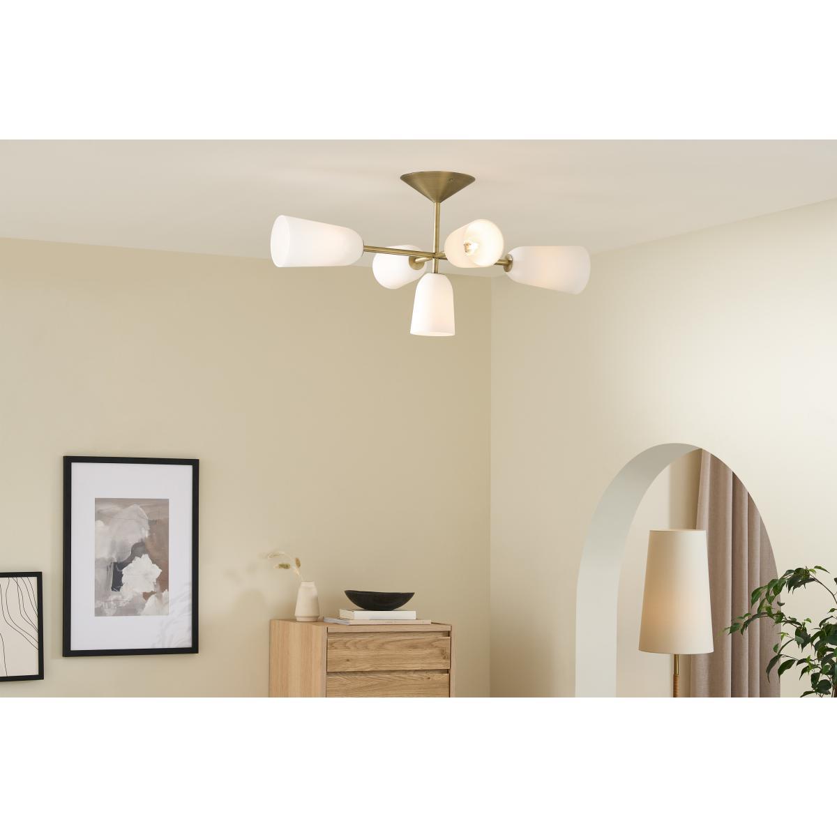 Lori Flush Ceiling Light, Frosted Glass & Brass – image 3