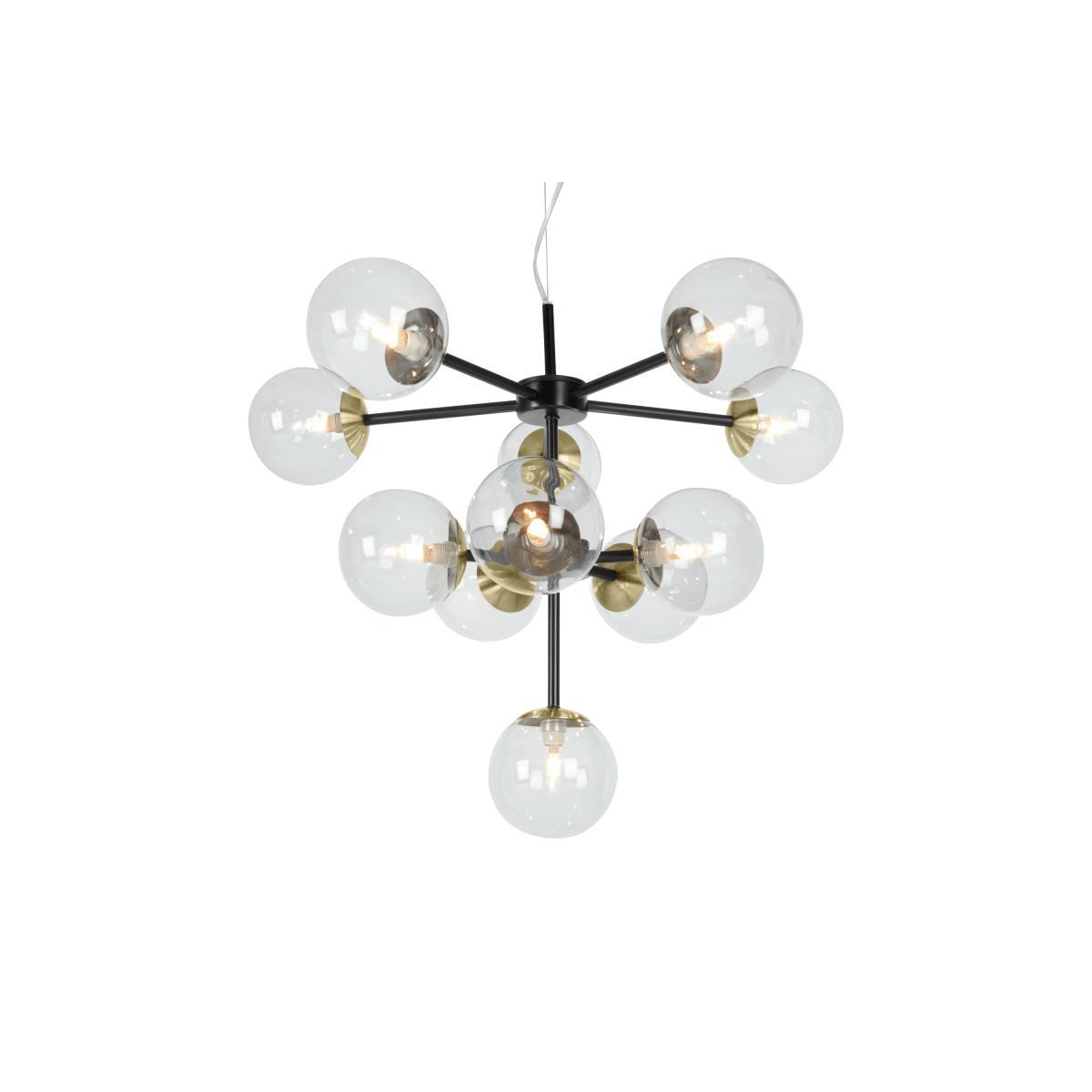 Globe Chandelier, Black Antique Brass & Light Smoked Glass – image 2