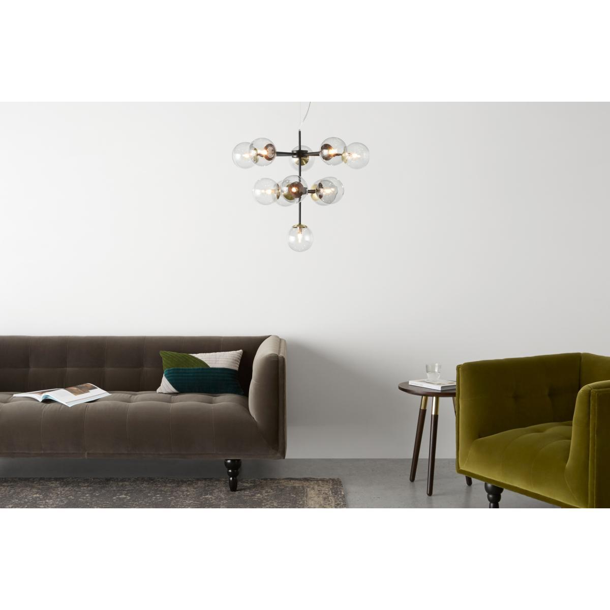 Globe Chandelier, Black Antique Brass & Light Smoked Glass – image 3