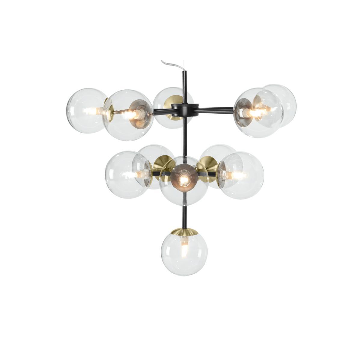 Globe Chandelier, Black Antique Brass & Light Smoked Glass – image 5