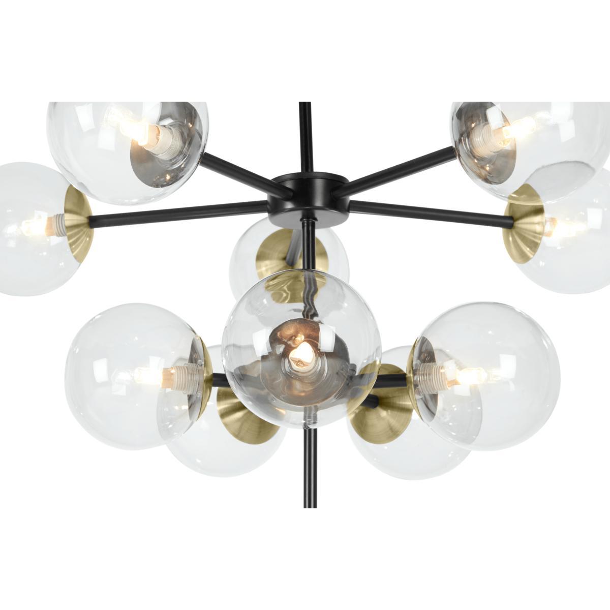 Globe Chandelier, Black Antique Brass & Light Smoked Glass – image 6