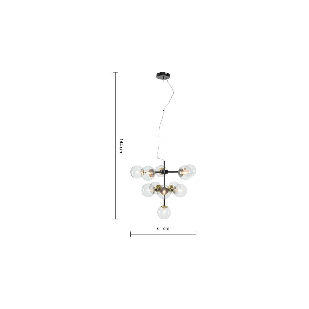 Globe Chandelier, Black Antique Brass & Light Smoked Glass – image 7