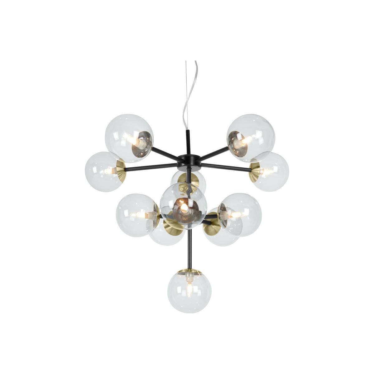 Globe Chandelier, Black Antique Brass & Light Smoked Glass – image 1