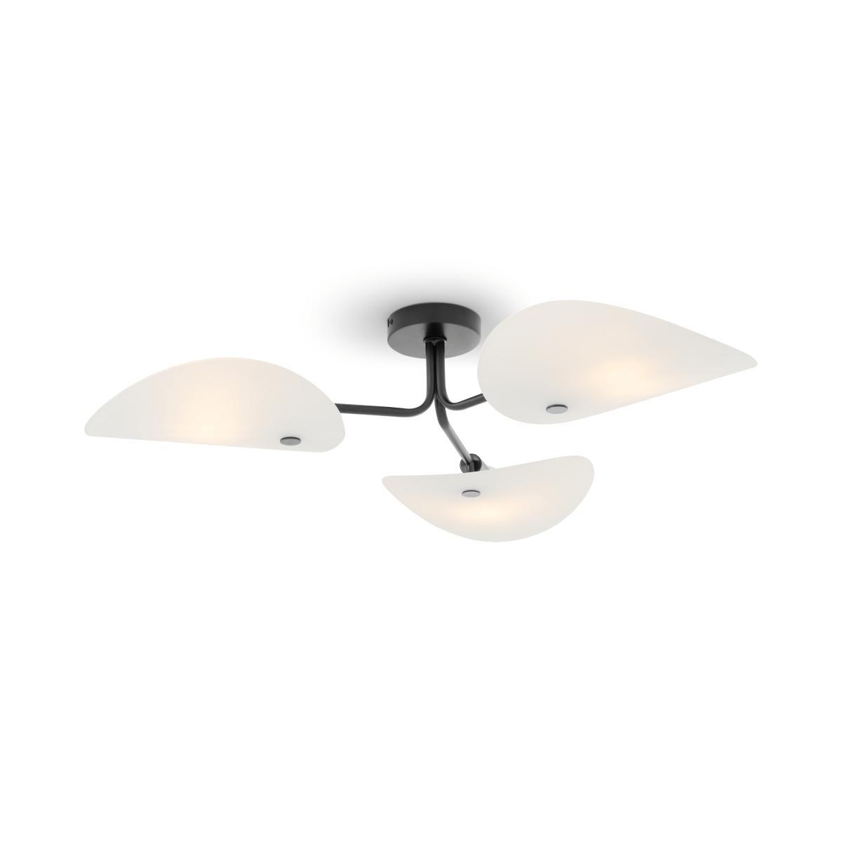 Folio Flush Ceiling Light, Black & Frosted Glass – image 2