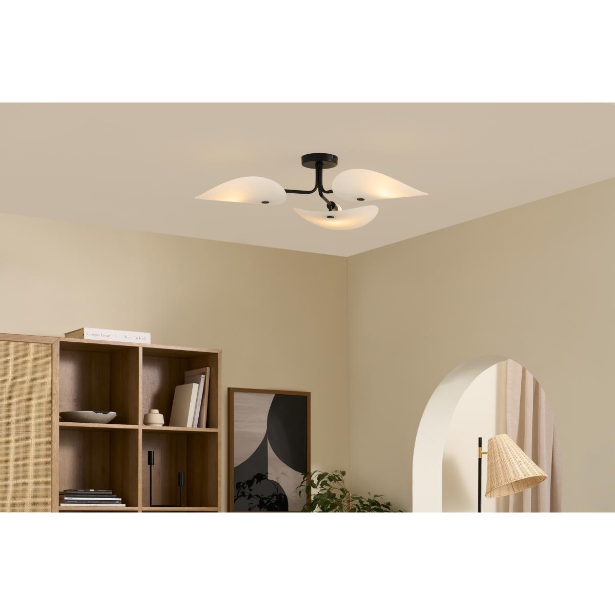Folio Flush Ceiling Light, Black & Frosted Glass – image 3