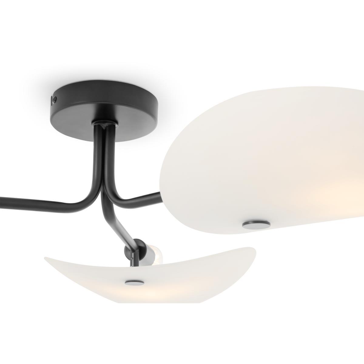 Folio Flush Ceiling Light, Black & Frosted Glass – image 6