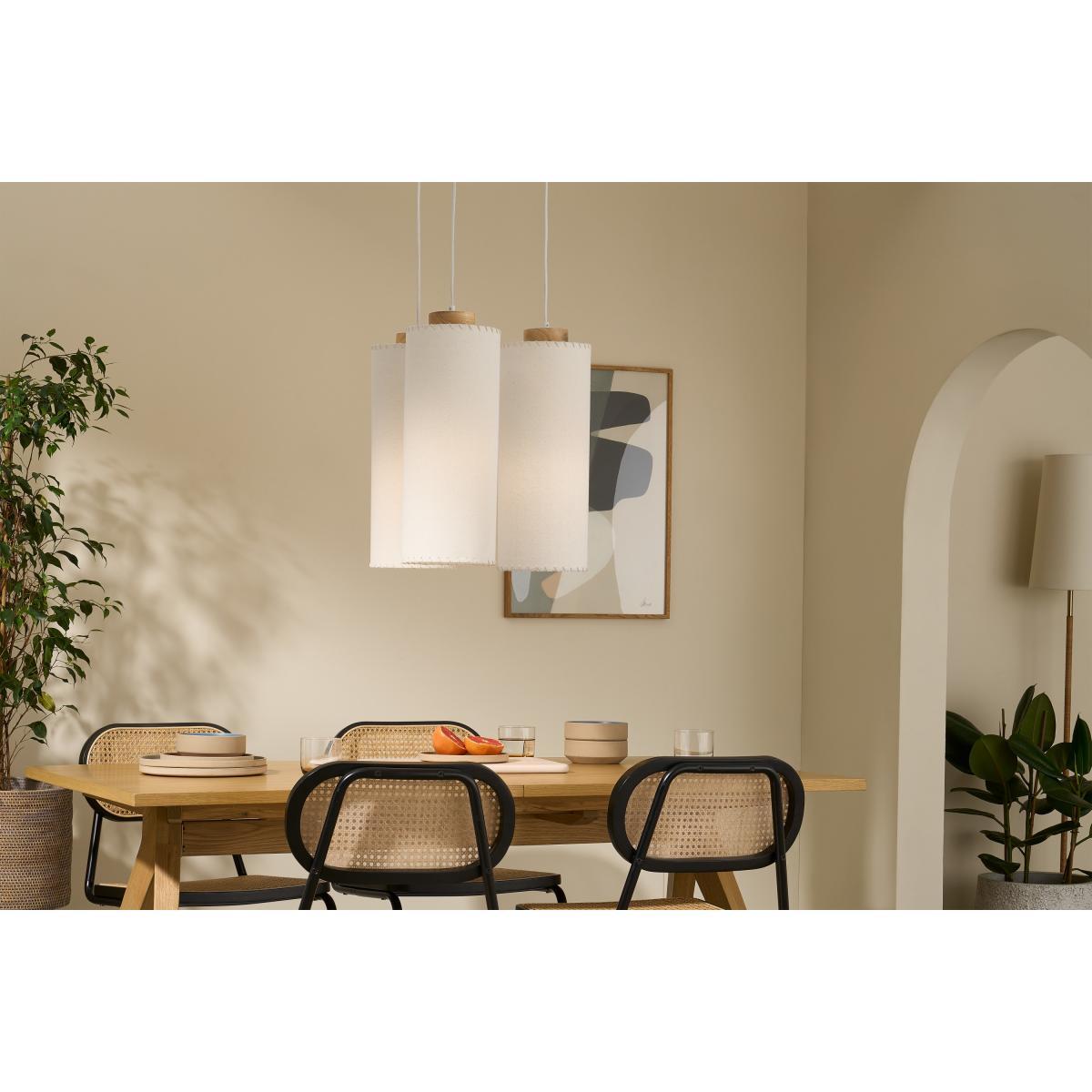 Neutra Cluster Pendant Lamp, Natural Stain Wood & Textured Fabric – image 3