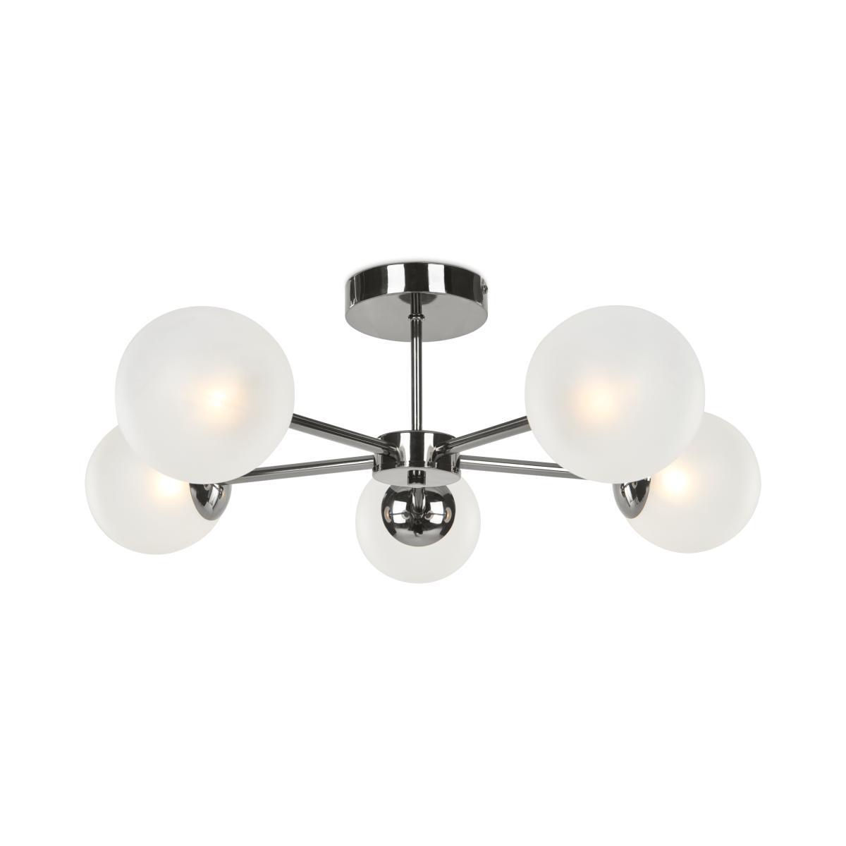 Globe Large Flush Pendant, Black Nickel and Frosted Glass – image 2