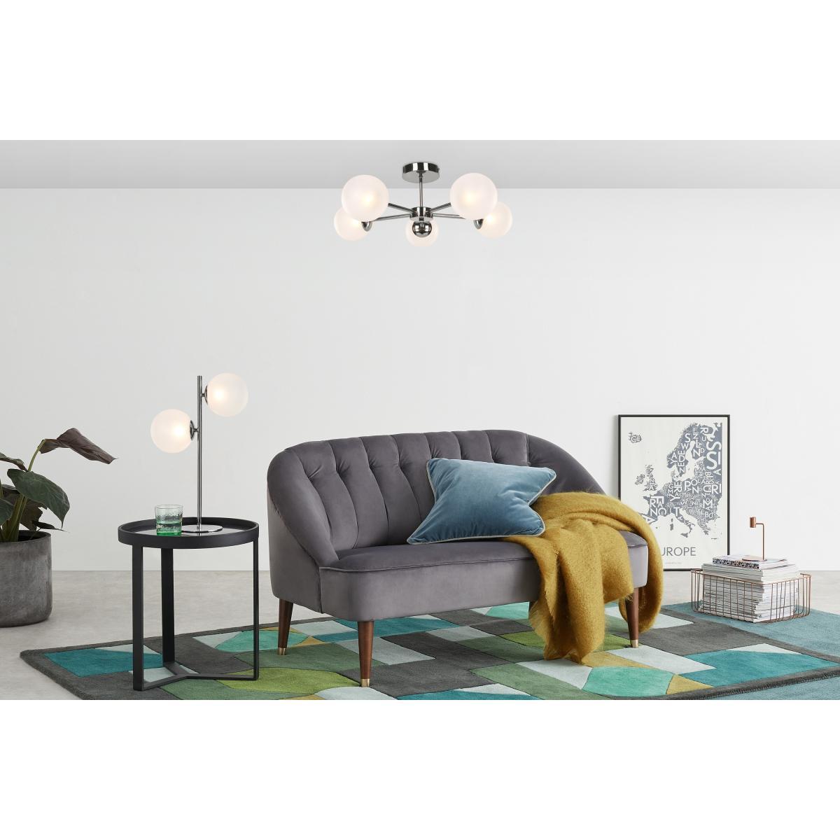 Globe Large Flush Pendant, Black Nickel and Frosted Glass – image 3